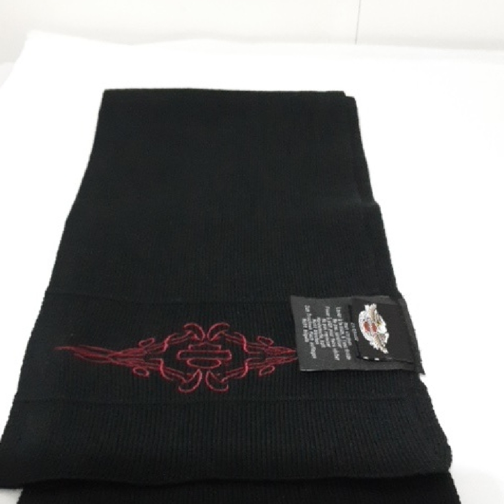 HARLEY DAVIDSON Black and Red‎ Embroidered Men's Scarf